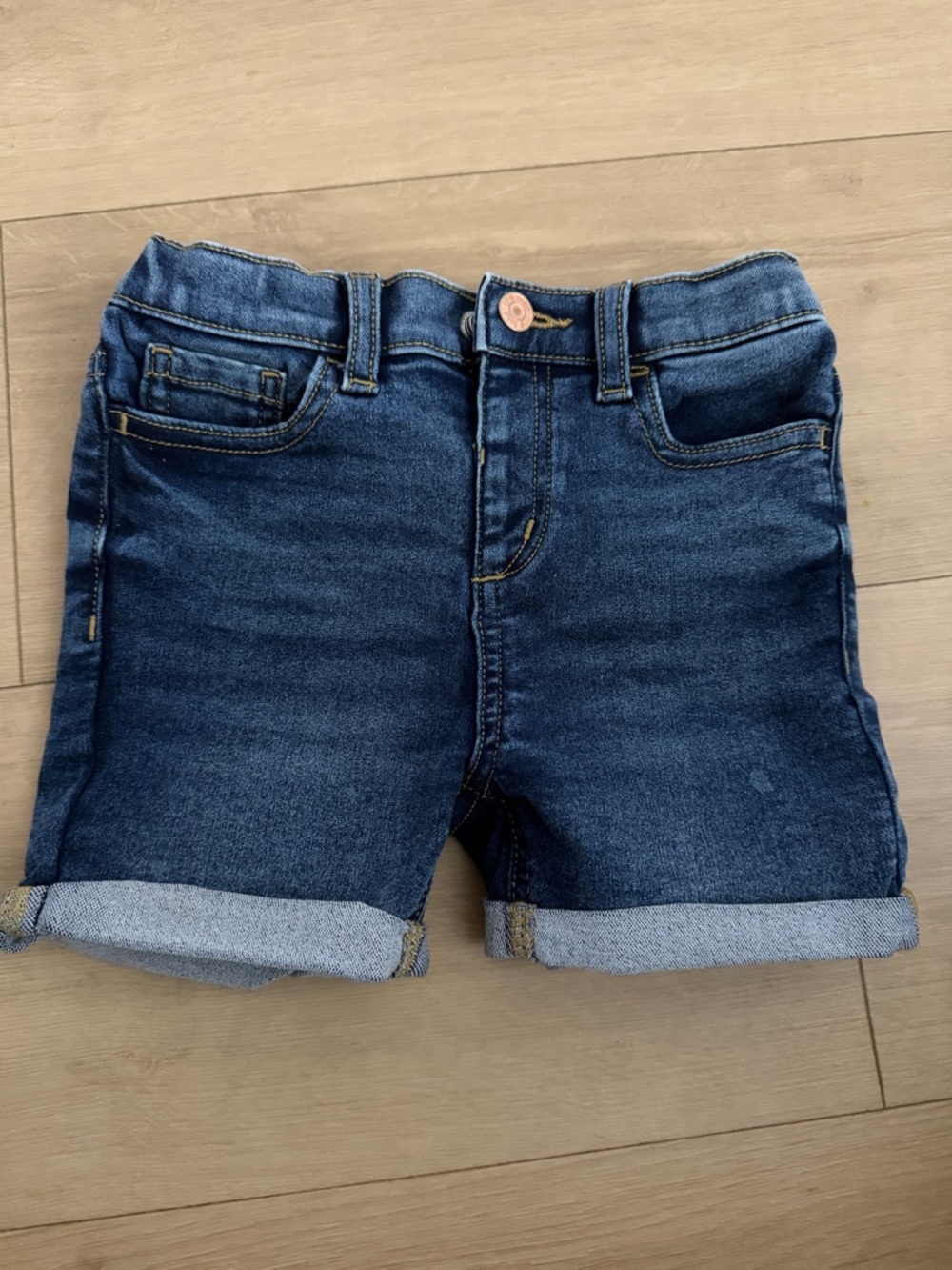 okie dokie Dark Blue Denim Roll Cuff Shorts